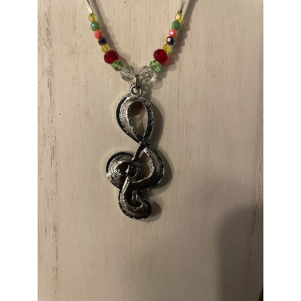Handcrafted Multi Colored Musical Note Pendant Ne… - image 4